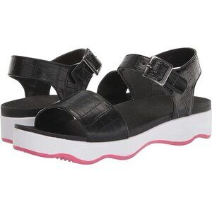 MUK LUKS Womens Roller Skate Sandal Black White Pink 8 Fashion Forward Durable